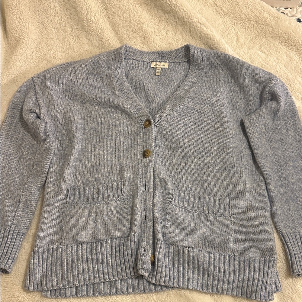 Ella Moss Light Blue V-Neck Button Cardigan